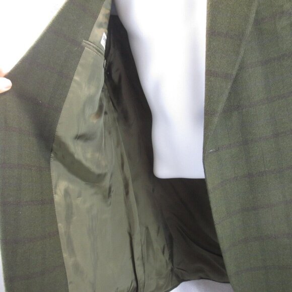 VTG Giorgio Armani Mens Classic Sport Coat One Button Plaid Green Wool 42R ITALY - Picture 5 of 16